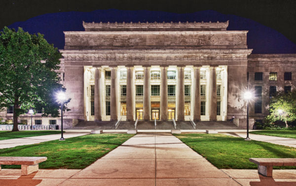 Angell Hall at night