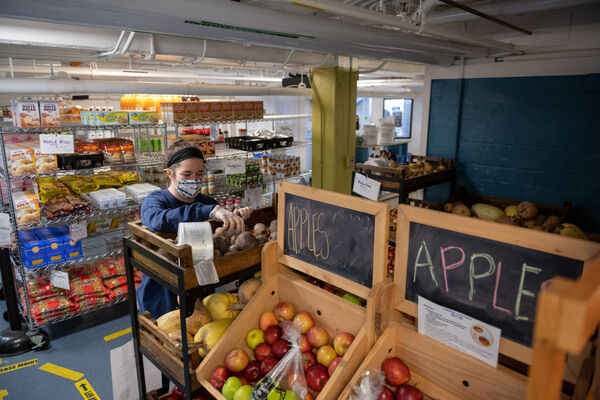 The Maize and Blue Cupboard with fresh fruit