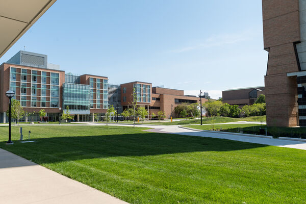 The Beyster Building and grounds on a sunny day