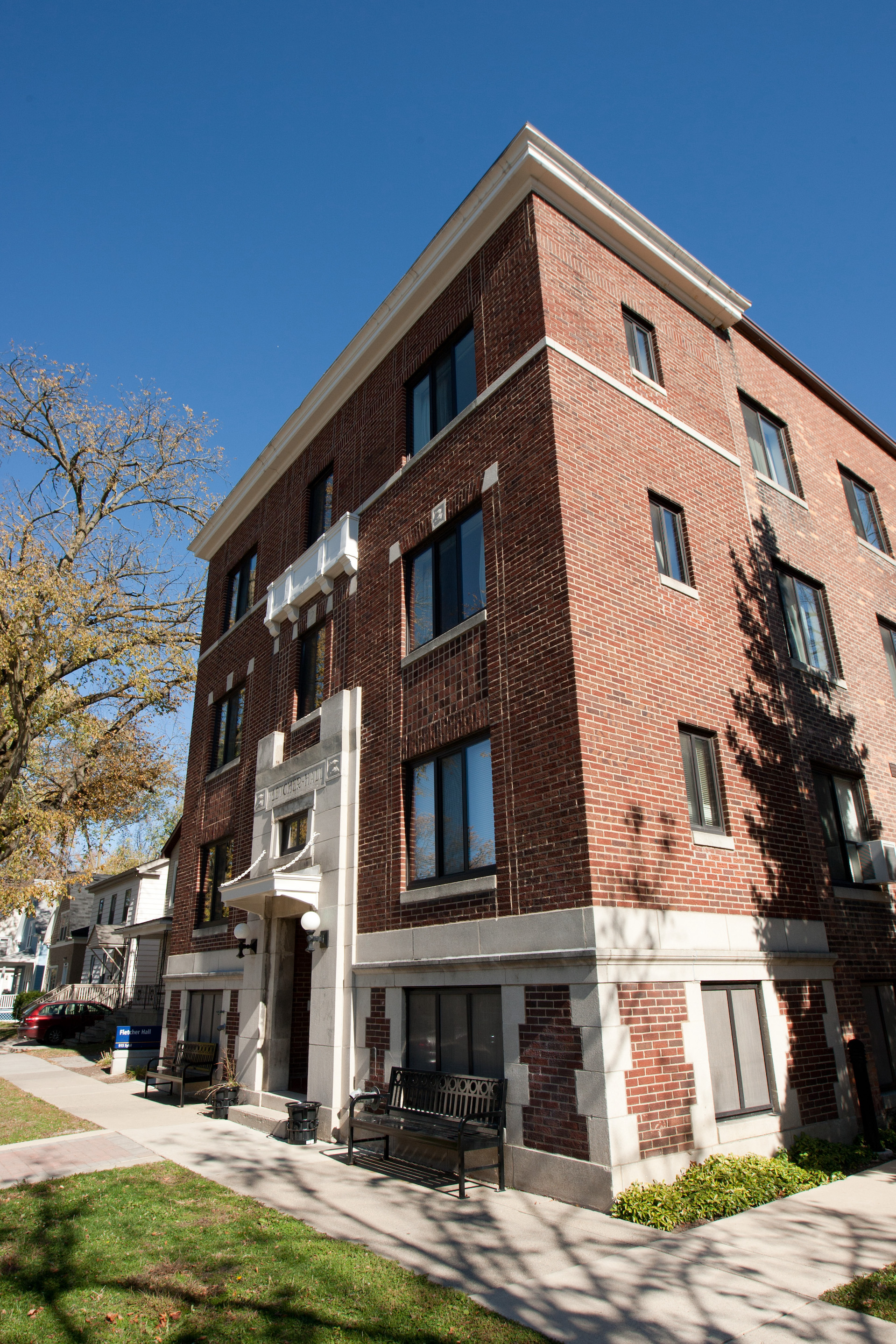 Corner view of Fletcher Hall 