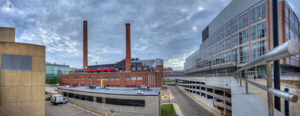 The granite and glass facade of the Undergraduate Science Building