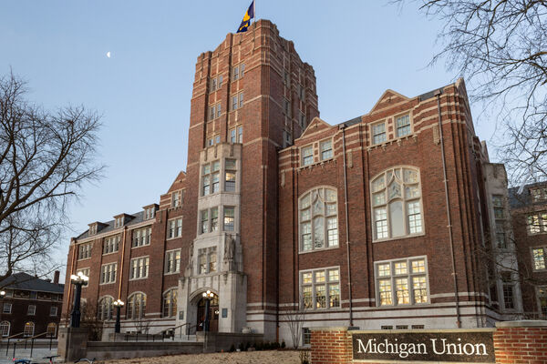 The front entrance of the brick Michigan Union building