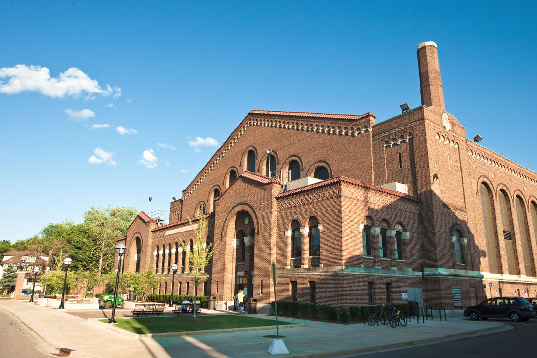 The brick exterior of Yost Ice Arena